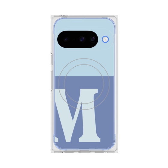 プレミアムスクエアケース with Pixelsnap［ オリジナル - initial two tone - M blue ］