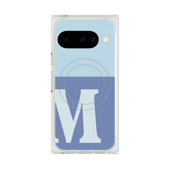 プレミアムスクエアケース with Pixelsnap［ オリジナル - initial two tone - M blue ］