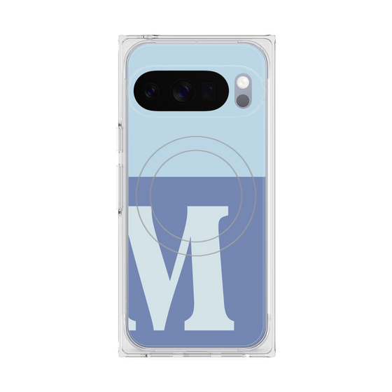 プレミアムスクエアケース with Pixelsnap［ オリジナル - initial two tone - M blue ］