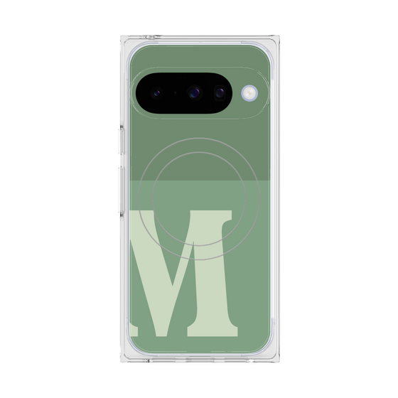 プレミアムスクエアケース with Pixelsnap［ オリジナル - initial two tone - M green ］