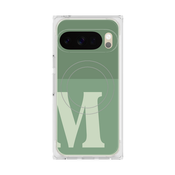 プレミアムスクエアケース with Pixelsnap［ オリジナル - initial two tone - M green ］