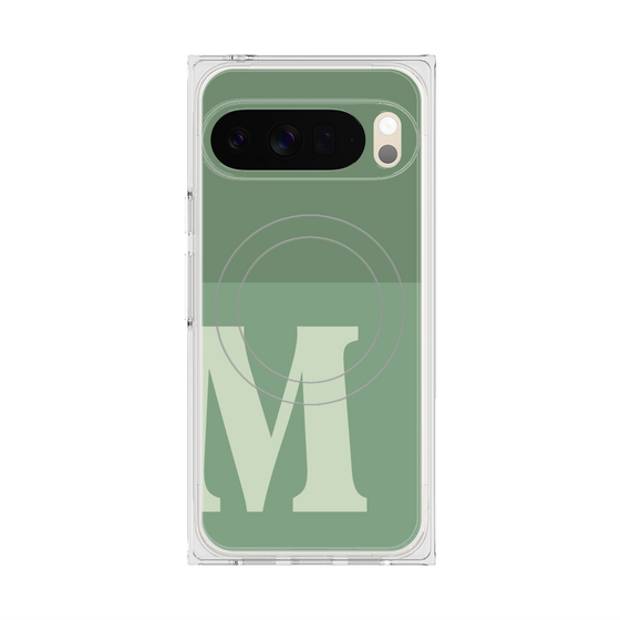 プレミアムスクエアケース with Pixelsnap［ オリジナル - initial two tone - M green ］