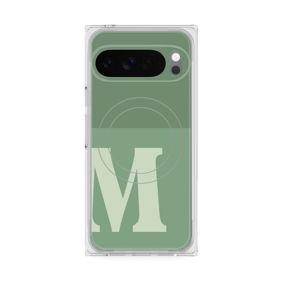 プレミアムスクエアケース with Pixelsnap［ オリジナル - initial two tone - M green ］