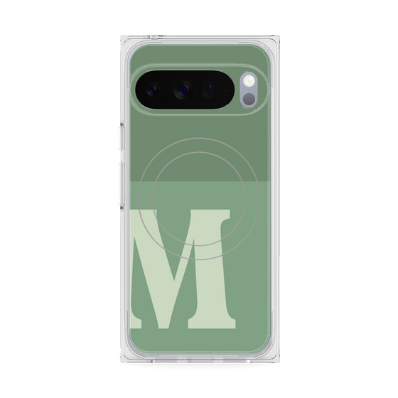プレミアムスクエアケース with Pixelsnap［ オリジナル - initial two tone - M green ］