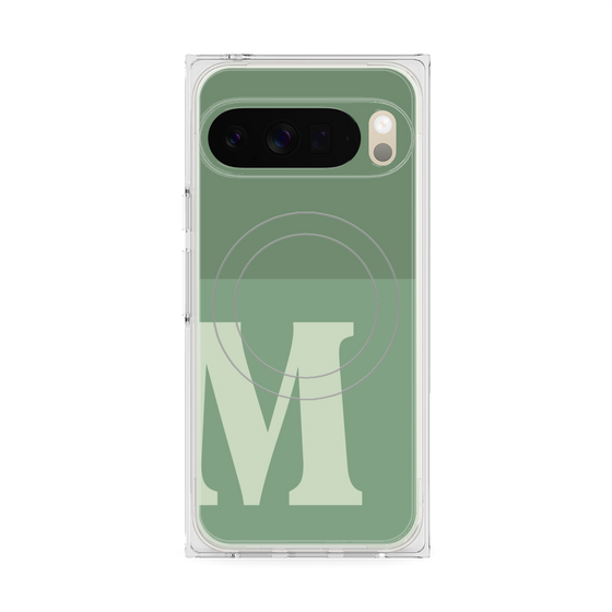 プレミアムスクエアケース with Pixelsnap［ オリジナル - initial two tone - M green ］