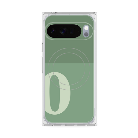 プレミアムスクエアケース with Pixelsnap［ オリジナル - initial two tone - O green ］