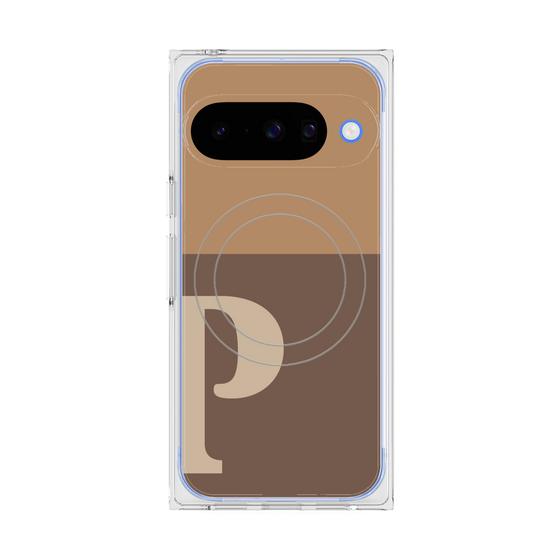 プレミアムスクエアケース with Pixelsnap［ オリジナル - initial two tone - P brown ］