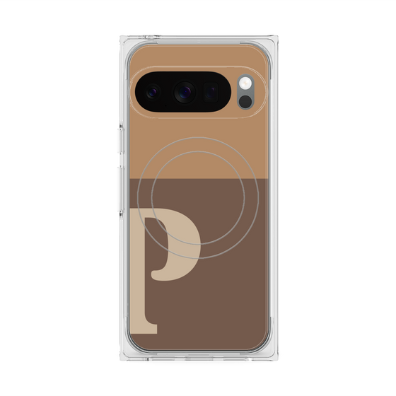 プレミアムスクエアケース with Pixelsnap［ オリジナル - initial two tone - P brown ］