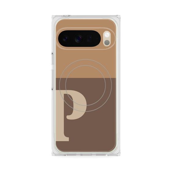 プレミアムスクエアケース with Pixelsnap［ オリジナル - initial two tone - P brown ］