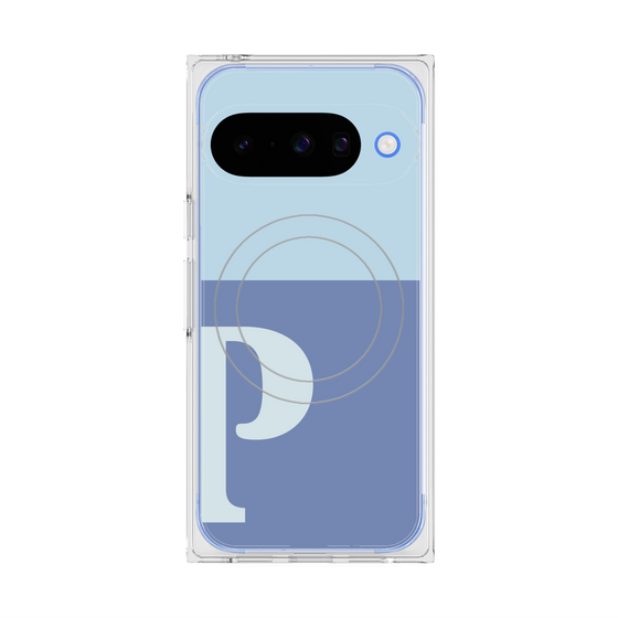 プレミアムスクエアケース with Pixelsnap［ オリジナル - initial two tone - P blue ］