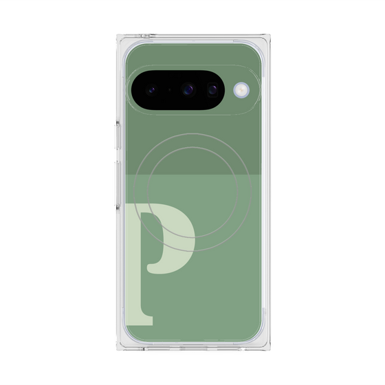 プレミアムスクエアケース with Pixelsnap［ オリジナル - initial two tone - P green ］