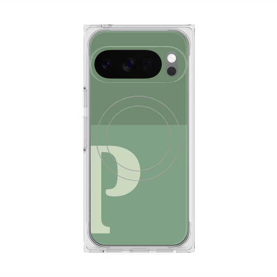 プレミアムスクエアケース with Pixelsnap［ オリジナル - initial two tone - P green ］