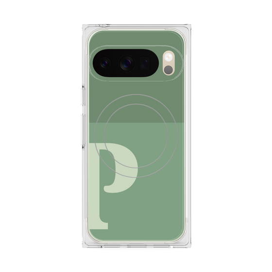 プレミアムスクエアケース with Pixelsnap［ オリジナル - initial two tone - P green ］