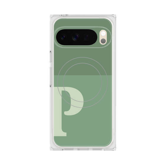 プレミアムスクエアケース with Pixelsnap［ オリジナル - initial two tone - P green ］