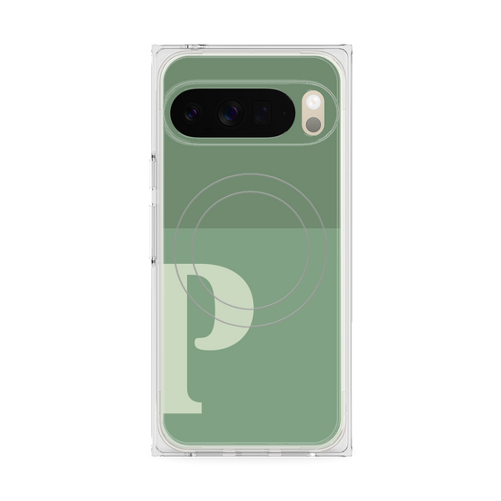 プレミアムスクエアケース with Pixelsnap［ オリジナル - initial two tone - P green ］