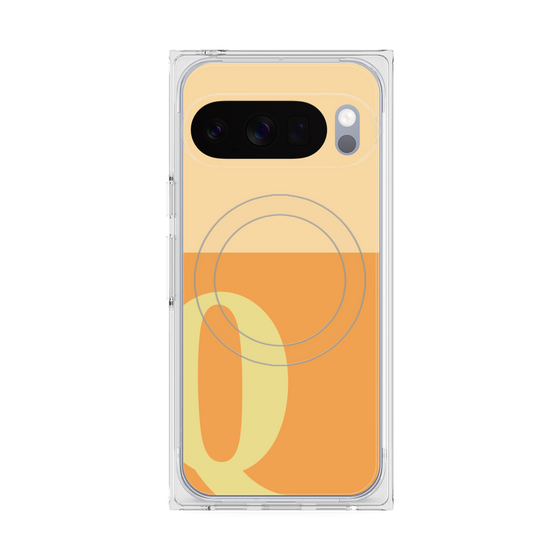 プレミアムスクエアケース with Pixelsnap［ オリジナル - initial two tone - Q orange ］