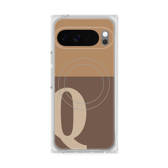 プレミアムスクエアケース with Pixelsnap［ オリジナル - initial two tone - Q brown ］