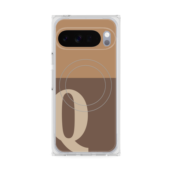 プレミアムスクエアケース with Pixelsnap［ オリジナル - initial two tone - Q brown ］