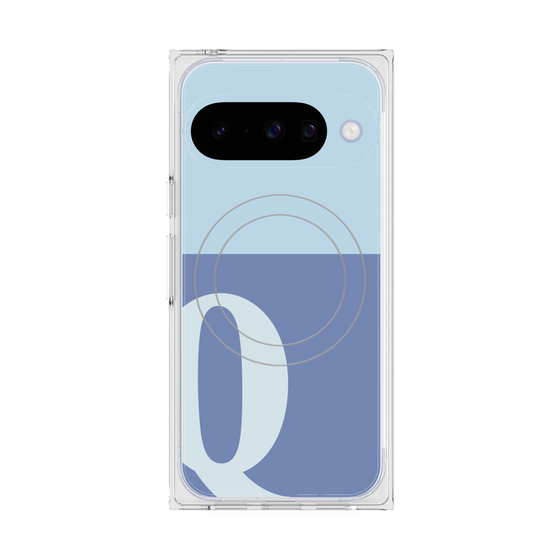 プレミアムスクエアケース with Pixelsnap［ オリジナル - initial two tone - Q blue ］