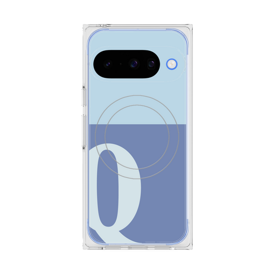プレミアムスクエアケース with Pixelsnap［ オリジナル - initial two tone - Q blue ］
