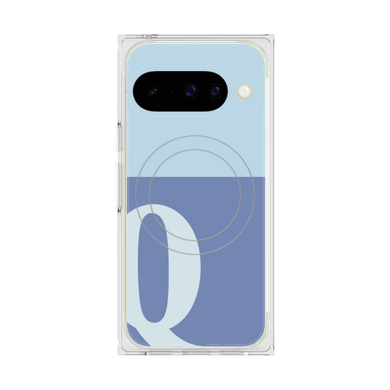 プレミアムスクエアケース with Pixelsnap［ オリジナル - initial two tone - Q blue ］