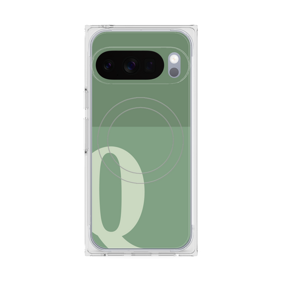 プレミアムスクエアケース with Pixelsnap［ オリジナル - initial two tone - Q green ］