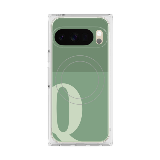 プレミアムスクエアケース with Pixelsnap［ オリジナル - initial two tone - Q green ］
