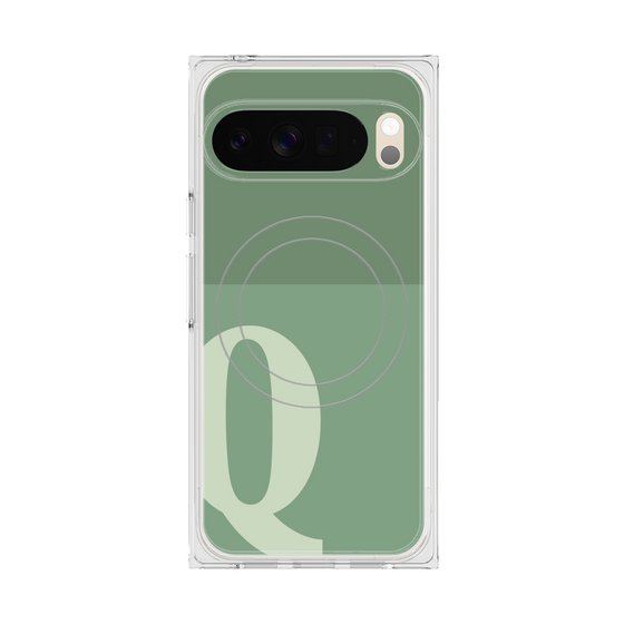 プレミアムスクエアケース with Pixelsnap［ オリジナル - initial two tone - Q green ］
