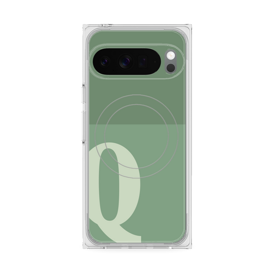 プレミアムスクエアケース with Pixelsnap［ オリジナル - initial two tone - Q green ］