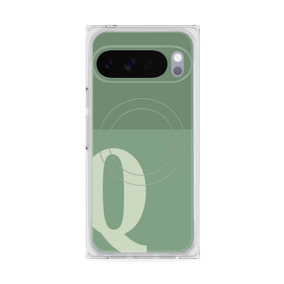 プレミアムスクエアケース with Pixelsnap［ オリジナル - initial two tone - Q green ］