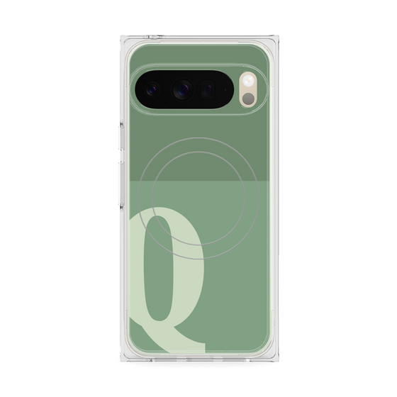 プレミアムスクエアケース with Pixelsnap［ オリジナル - initial two tone - Q green ］