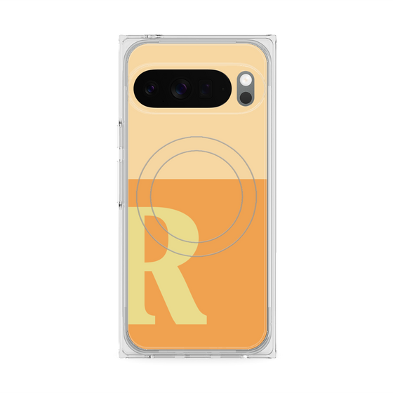 プレミアムスクエアケース with Pixelsnap［ オリジナル - initial two tone - R orange ］