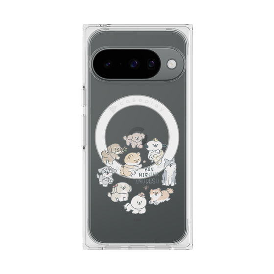 プレミアムスクエアケース with Pixelsnap［ こんにちは、いぬです - みんなそろって - クリア ］