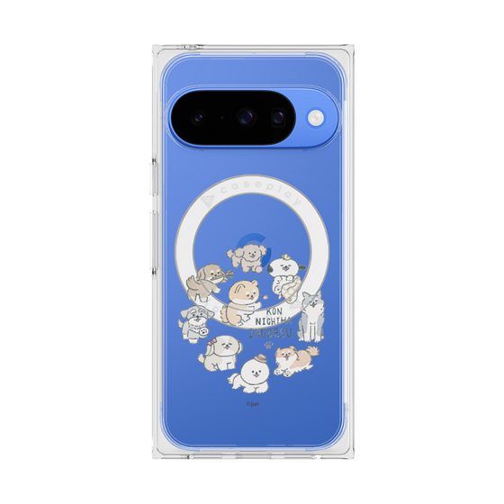 プレミアムスクエアケース with Pixelsnap［ こんにちは、いぬです - みんなそろって - クリア ］