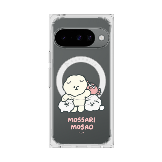 プレミアムスクエアケース with Pixelsnap［ もっさりもさお - みんないっしょ - クリア ］