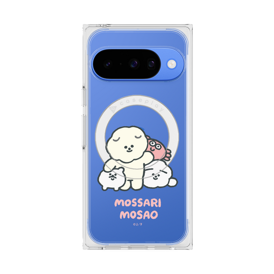 プレミアムスクエアケース with Pixelsnap［ もっさりもさお - みんないっしょ - クリア ］