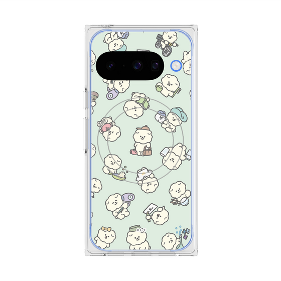 プレミアムスクエアケース with Pixelsnap［ もっさりもさお - もさおがいっぱい - グリーン ］