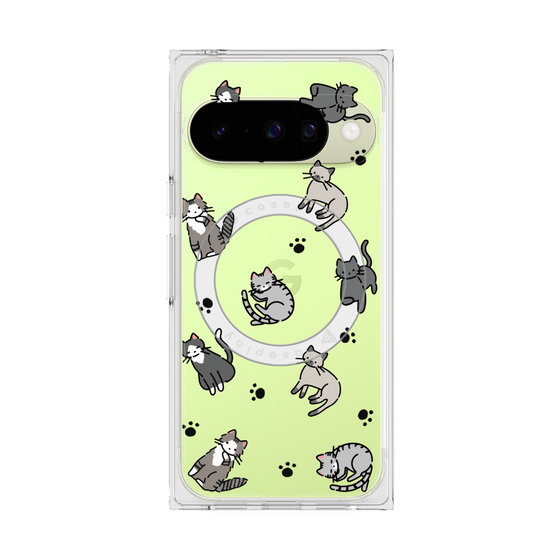 プレミアムスクエアケース with Pixelsnap［ オリジナル - CASEPLAYネコ総柄 - color ］