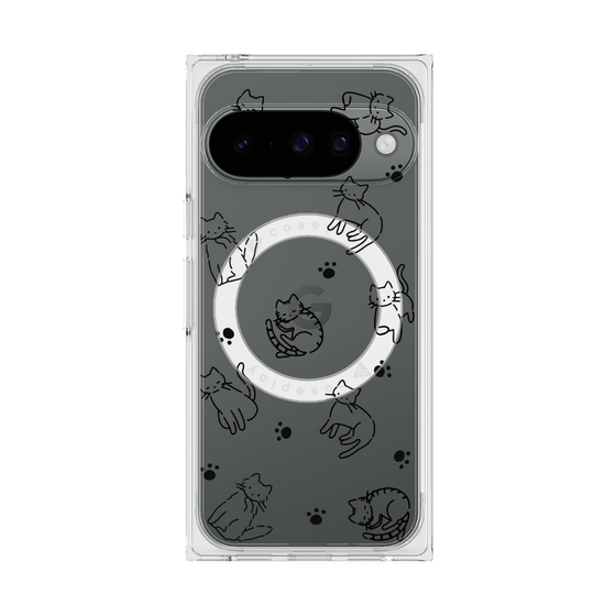 プレミアムスクエアケース with Pixelsnap［ オリジナル - CASEPLAYネコ総柄 - black ］