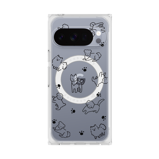 プレミアムスクエアケース with Pixelsnap［ オリジナル - CASEPLAYイヌ総柄 - black ］