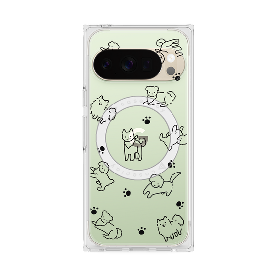 プレミアムスクエアケース with Pixelsnap［ オリジナル - CASEPLAYイヌ総柄 - black ］