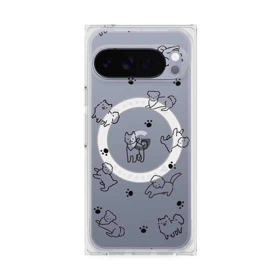 プレミアムスクエアケース with Pixelsnap［ オリジナル - CASEPLAYイヌ総柄 - black ］