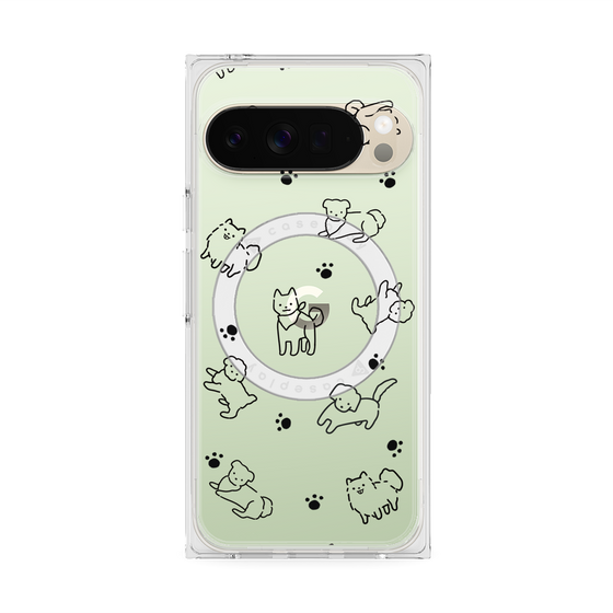 プレミアムスクエアケース with Pixelsnap［ オリジナル - CASEPLAYイヌ総柄 - black ］