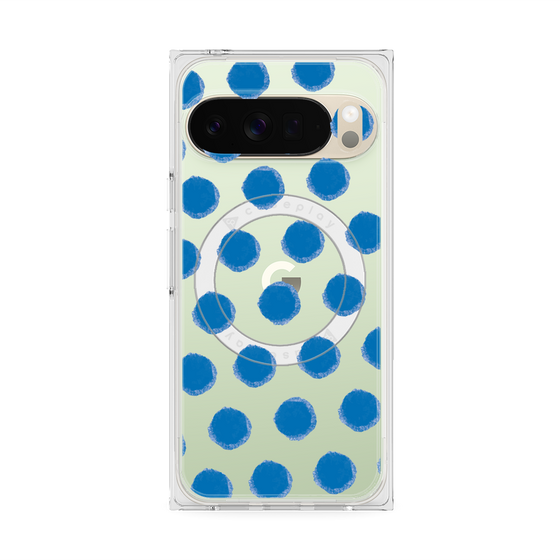 プレミアムスクエアケース with Pixelsnap［ オリジナル - 推し色水玉 - ブルー ］