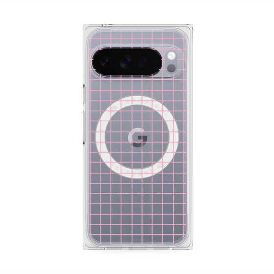 プレミアムスクエアケース with Pixelsnap［ オリジナル - 推し色チェック - ピンク ］