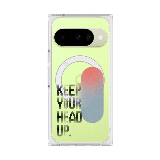 プレミアムスクエアケース with Pixelsnap［ オリジナル - ドットオーバーレイ - KEEP YOUR HEAD UP/A ］