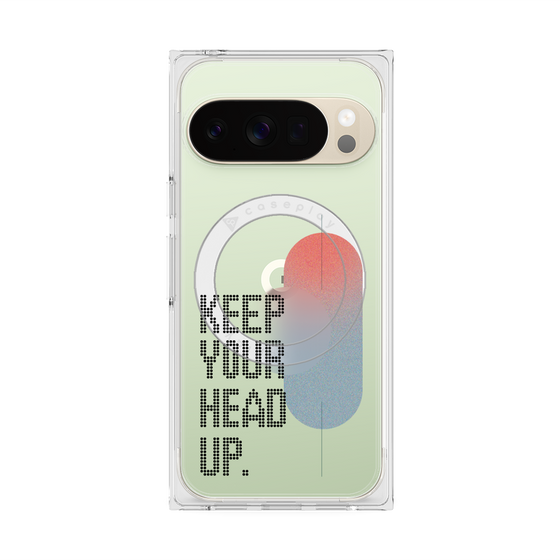 プレミアムスクエアケース with Pixelsnap［ オリジナル - ドットオーバーレイ - KEEP YOUR HEAD UP/A ］
