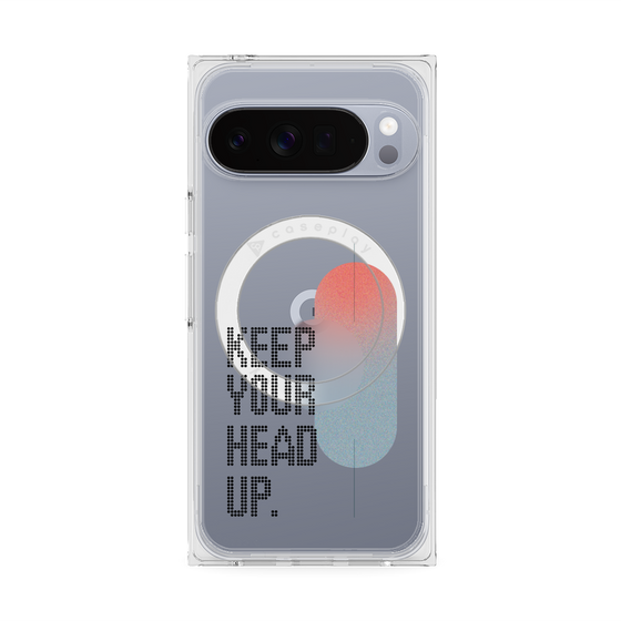 プレミアムスクエアケース with Pixelsnap［ オリジナル - ドットオーバーレイ - KEEP YOUR HEAD UP/A ］