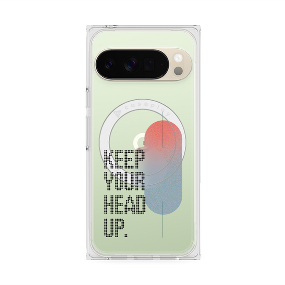 プレミアムスクエアケース with Pixelsnap［ オリジナル - ドットオーバーレイ - KEEP YOUR HEAD UP/A ］