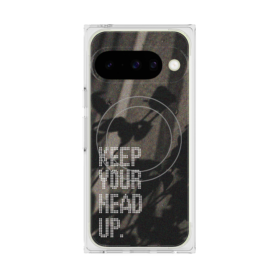 プレミアムスクエアケース with Pixelsnap［ オリジナル - ドットオーバーレイ - KEEP YOUR HEAD UP/B ］